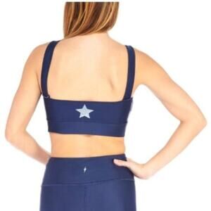 Electric Yoga Star Light Star Bright Foil Print Activewear Sports Bra M Navy